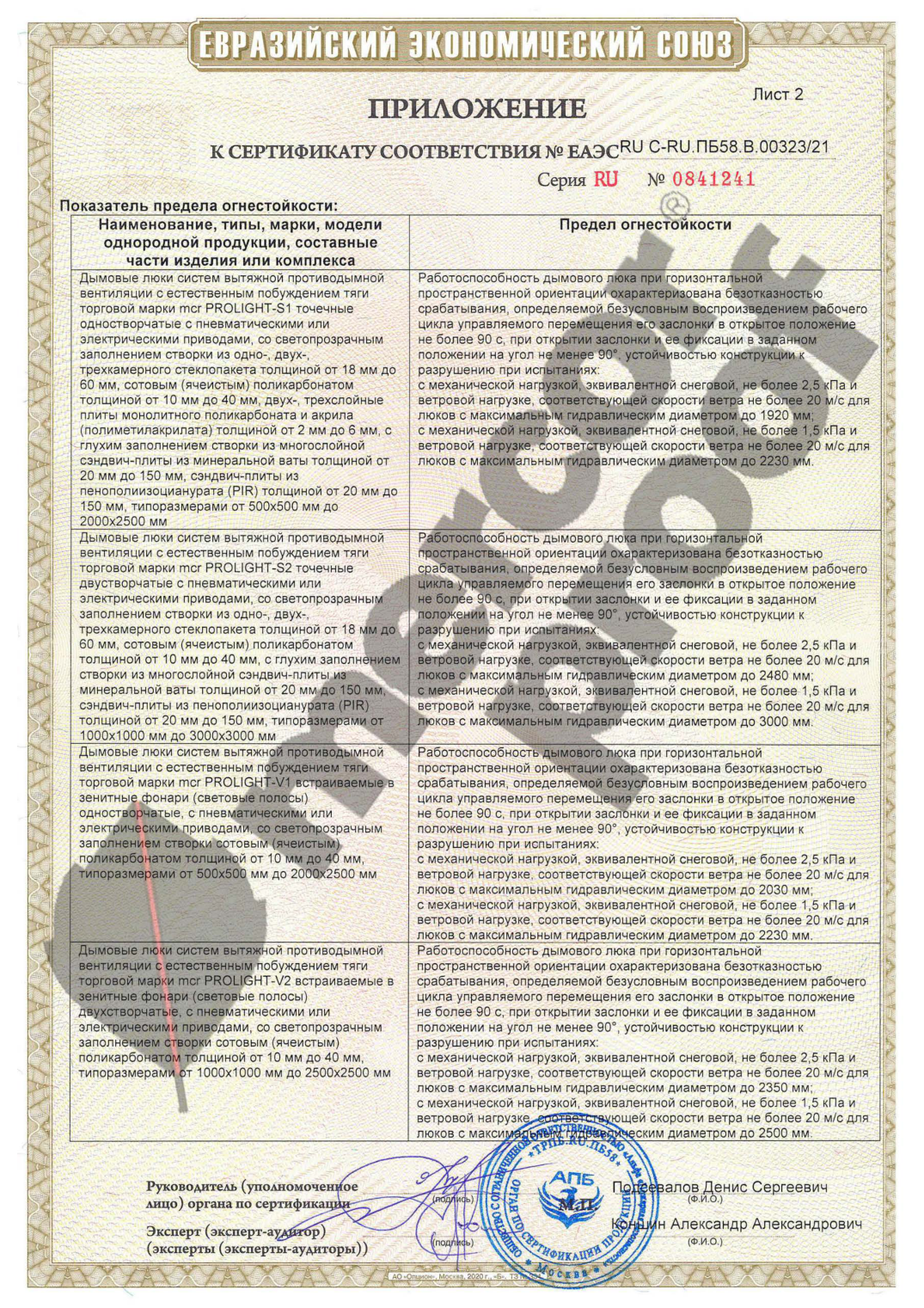 Одностворчатый дымовой люк mcr PROLIGHT-S1 N